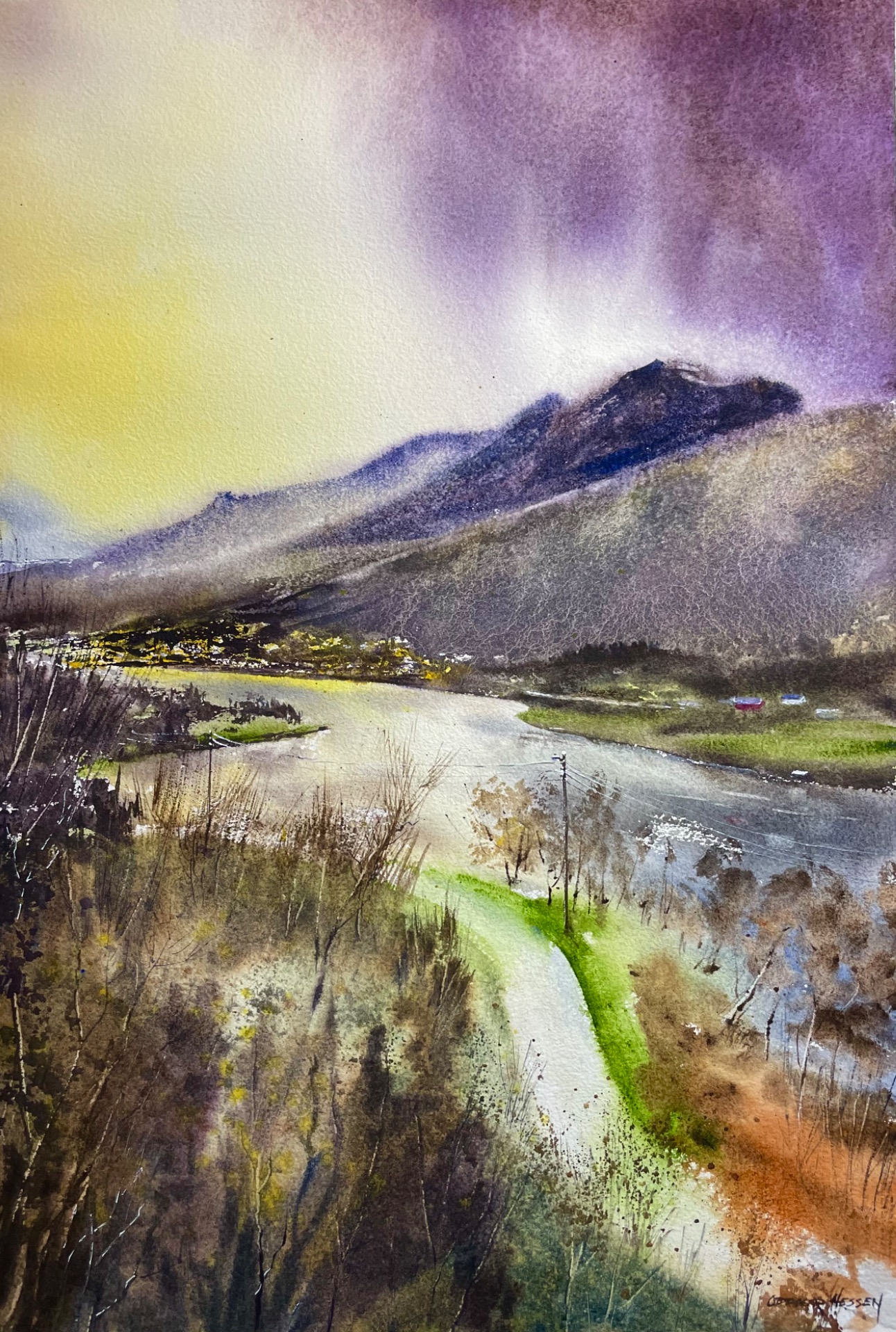 «Soloppgang over Straumgjerde» 37x55 kr 3600